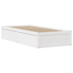 Cadre de lit sans matelas blanc 90x190 cm bois de pin massif 