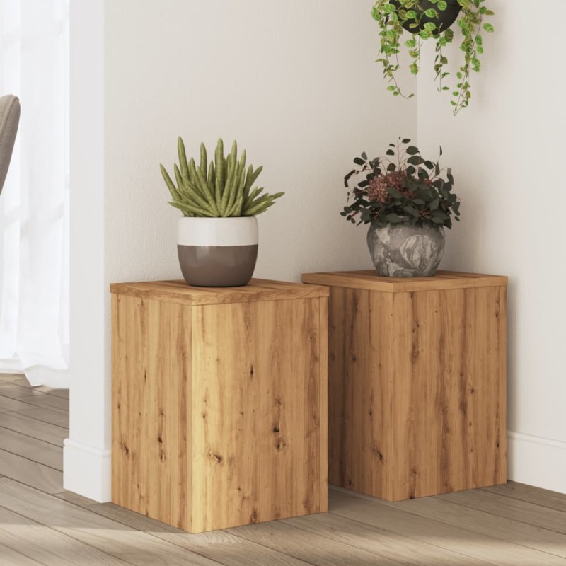 Supports pour plantes 2 pcs chêne artisanal bois d'ingénierie Supports pour plantes 2 pcs chêne artisanal bois d'ingénierie