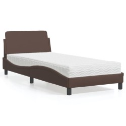 Lit avec matelas marron 80x200 cm similicuir 