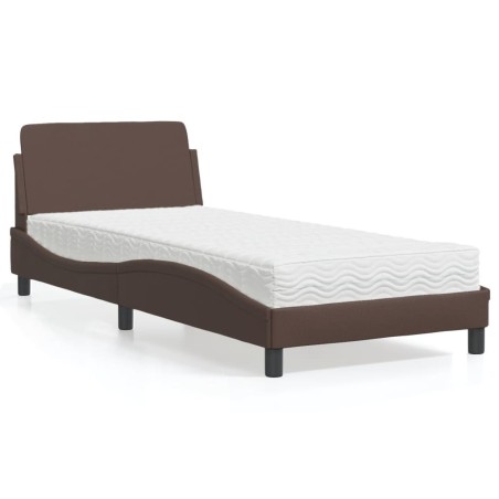 Lit avec matelas marron 80x200 cm similicuir 