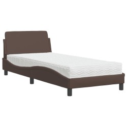 Lit avec matelas marron 80x200 cm similicuir 