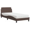 Lit avec matelas marron 80x200 cm similicuir 