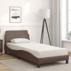 Lit avec matelas marron 80x200 cm similicuir 