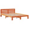 Lit bibliothèque sans matelas cire marron 140x190 cm pin massif 