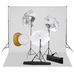 Kit de studio photo avec lampes toile de fond et réflecteur  