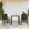 Ensemble de bistro 3 pcs avec coussins noir résine tressée 