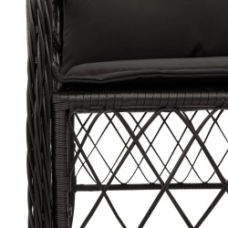 Ensemble de bistro 3 pcs avec coussins noir résine tressée 