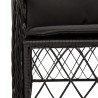 Ensemble de bistro 3 pcs avec coussins noir résine tressée 