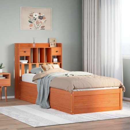 Cadre de lit sans matelas cire marron 90x200 cm bois pin massif 