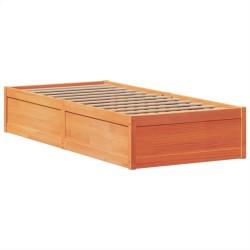 Cadre de lit sans matelas cire marron 90x200 cm bois pin massif 