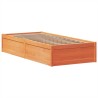 Cadre de lit sans matelas cire marron 90x200 cm bois pin massif 