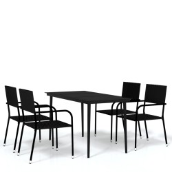 Ensemble à manger de jardin 5 pcs Noir 