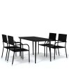 Ensemble à manger de jardin 5 pcs Noir 