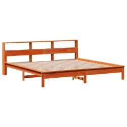 Cadre de lit sans matelas cire marron 200x200cm bois pin massif 
