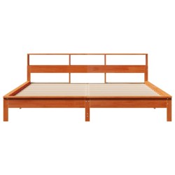 Cadre de lit sans matelas cire marron 200x200cm bois pin massif 