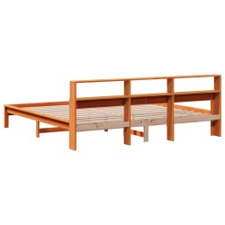 Cadre de lit sans matelas cire marron 200x200cm bois pin massif 