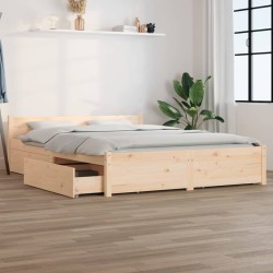 Cadre de lit sans matelas avec tiroirs 