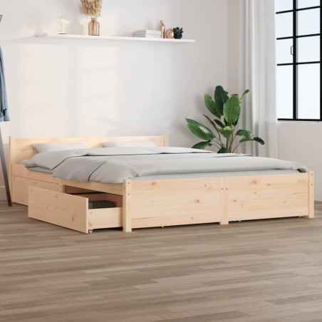 Cadre de lit sans matelas avec tiroirs 