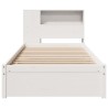 Lit bibliothèque sans matelas blanc 100x200 cm bois pin massif 