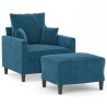 Fauteuil avec repose-pied Bleu 60 cm Velours 