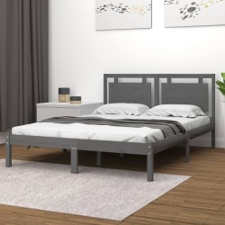 Cadre de lit sans matelas gris 150x200 cm bois massif 