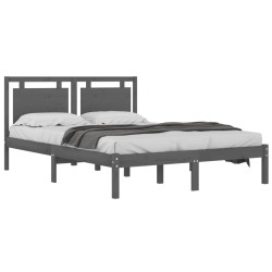 Cadre de lit sans matelas gris 150x200 cm bois massif 