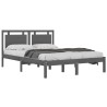 Cadre de lit sans matelas gris 150x200 cm bois massif 