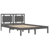 Cadre de lit sans matelas gris 150x200 cm bois massif 