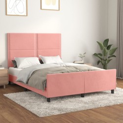 Cadre de lit sans matelas rose 140x200 cm velours 