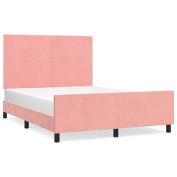 Cadre de lit sans matelas rose 140x200 cm velours 