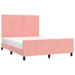 Cadre de lit sans matelas rose 140x200 cm velours 