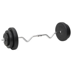 Ensemble d'haltères et de barre ondulée avec plaques 60 kg 