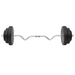 Ensemble d'haltères et de barre ondulée avec plaques 60 kg 