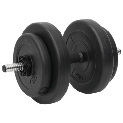 Ensemble d'haltères et de barre ondulée avec plaques 60 kg 