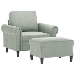 Fauteuil avec repose-pied Gris clair 60 cm Velours 