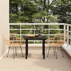 Ensemble à manger de jardin 3 pcs Résine tressée 