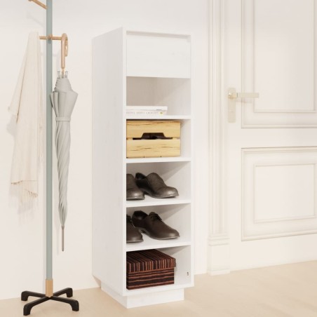 Armoire à chaussures blanc 30x34x105 cm bois de pin massif 