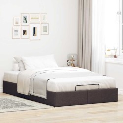 Cadre de lit ottoman sans matelas marron foncé 120x190 cm tissu 