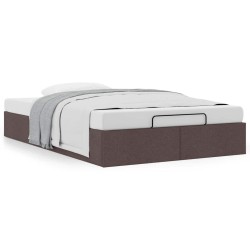 Cadre de lit ottoman sans matelas marron foncé 120x190 cm tissu 