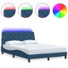 Cadre de lit avec LED sans matelas bleu 140x190 cm tissu 