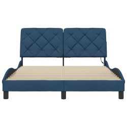 Cadre de lit avec LED sans matelas bleu 140x190 cm tissu 