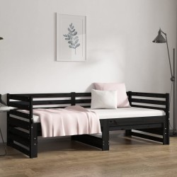 Lit coulissant sans matelas noir 2x(80x200)cm 