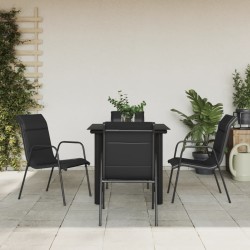 Ensemble à manger de jardin 5 pcs noir textilène et acier 