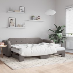 Lit de jour avec gigogne sans matelas taupe 80x200 cm 
