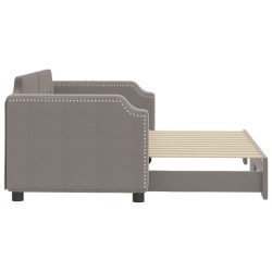 Lit de jour avec gigogne sans matelas taupe 80x200 cm 