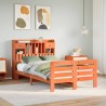 Lit bibliothèque sans matelas cire marron 120x200 cm pin massif 
