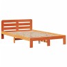 Lit bibliothèque sans matelas cire marron 120x200 cm pin massif 