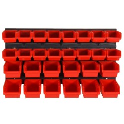 Ensemble d'étagères d'atelier 30 pcs Rouge et noir 77x39 cm PP 