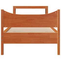 Cadre de lit avec tête de lit cire marron 90x190 cm bois de pin 