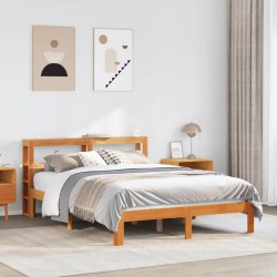 Cadre de lit sans matelas cire marron 140x200cm bois pin massif 